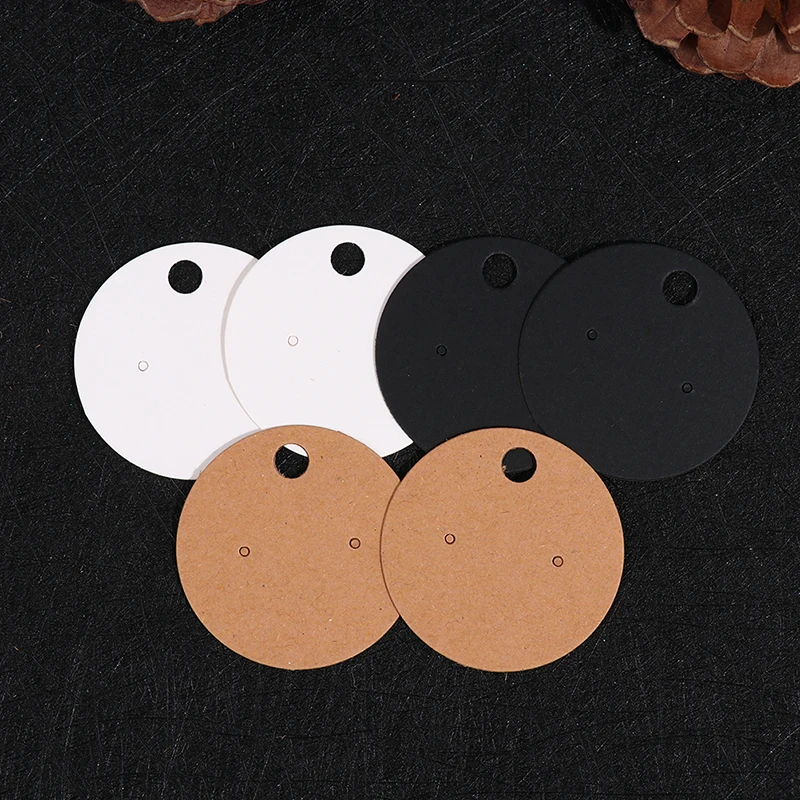

100pcs Round Cardboard Earring Display Cards Blank Kraft Paper Jewelry Hanging Tags For Earring Ear Studs Selling Packaging