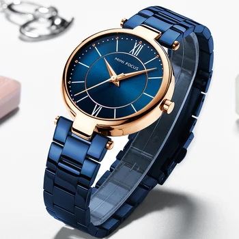 

Fashion Women Watches Blue Stainless Steel Waterproof Ladies Wristwatch Classy Casual Quartz Clock Female Watch Relogio Feminino