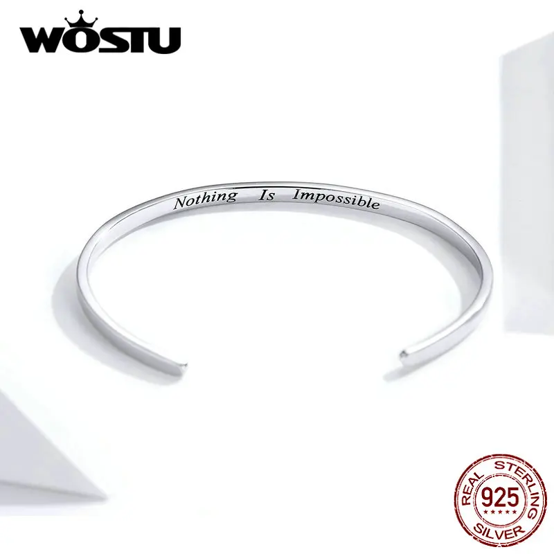WOSTU 925 пробы серебряный браслет и браслет, регулируемый браслет на удачу, подлинные ювелирные изделия BKB160