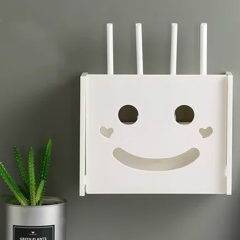 

Wireless Wifi Router Storage Box Plug Board Bracket Wall Shelf Hanging Box Wood-Plastic Cable Container Home Decor YH109115
