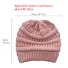 New Adult Women's Hats Wool Knitted Hat Autumn Winter Warm Brand Skullcap Female Cross Ponytail Cap Skullies Beanies 4