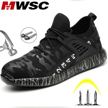 baratas MWSC Botas De Segurança Do Trabalho Sapatos Para Homens Botas De Trabalho Biqueira De Aço Peso Leve Anti-esmagamento Masculino Sapatos De Segurança De Construção Sneakers