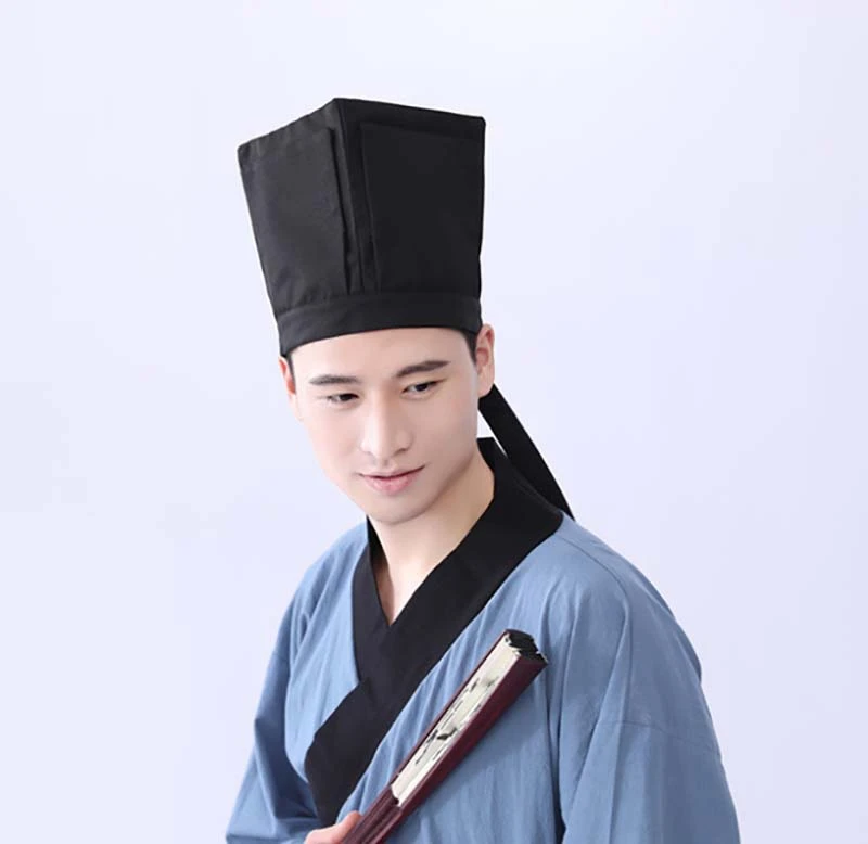 blue fedora hat Men Hanfu Hat Chinese traditional Ancient scholar Black Hat Headdress Vintage Fittings Confucian Towel Cosplay Hat For Men Black cream fedora hat