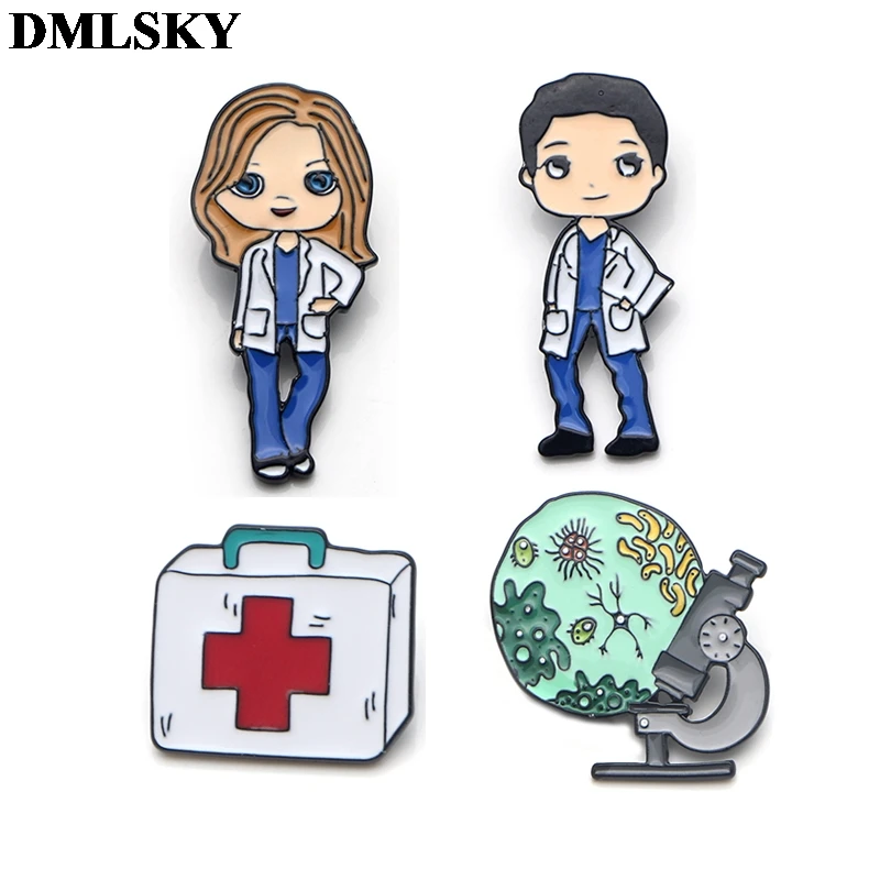 DMLSKY GREYS Anatomy ТВ-шоу металлические булавки броши Доктор Медсестры Брошь микроскоп первой помощи комплект украшений рюкзак значки M3883