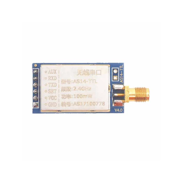 

A15-- AS14-TTL nRF24L01P 2.4G wireless serial port automatic frequency hopping long range transmission module with shield
