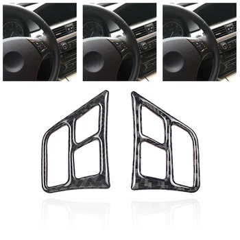 

2PCS Carbon Fiber Car Sticker Steering Wheel Modified Button Frame Stickers For BMW Old Three 3 Series E902 E90