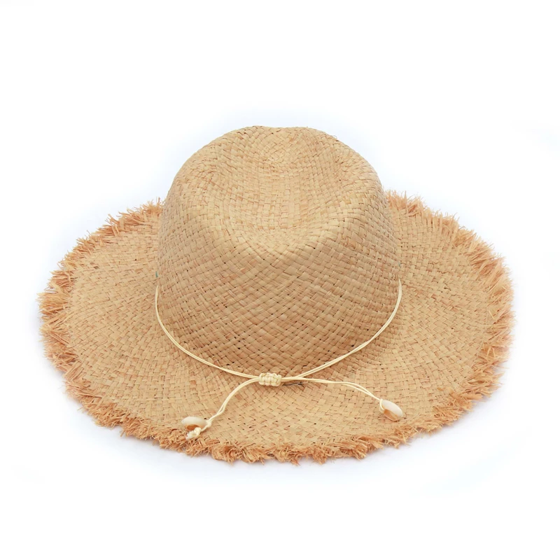 Новая богемная пляжная шляпа в виде раковины, женские модные шляпы из рафии, женские зеленые летние соломенные шляпы от солнца с бисером, козырек, шапки