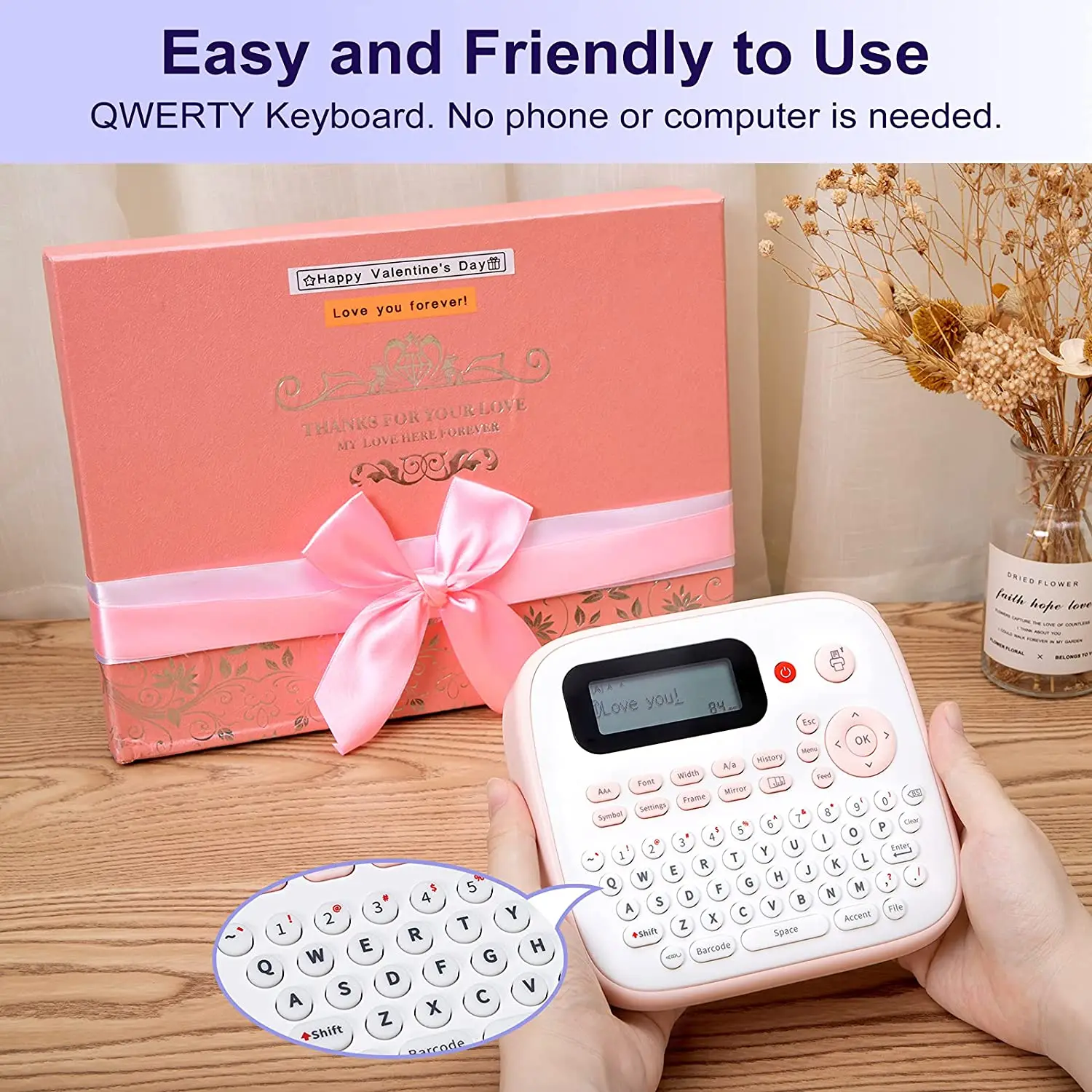 Label Maker Printer D210S Portable Label Printer With AC Adapter and Compatible For TZe TZ 231 Label Tape P Touch Label Maker