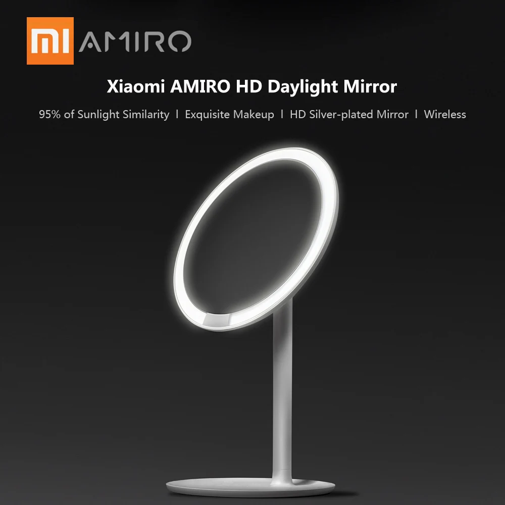 Ceny AMIRO HD lustro do makijażu światło dzienne lustro Vanity makijaż lustra lampa USB ładowanie światła zdrowie uroda regulowany dla Xiaomi mijia