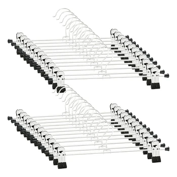 

NEW-24 PCS Skirt Hangers with Clips, Pants Hanger Metal Pant Hangers Space Saving for Pants Skirts Clothes