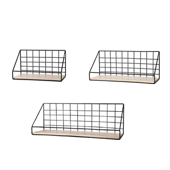 

Floating Shelves Wall Mounted Hanging Shelf Rustic Modern Wood Wall Storage Shelves With Metal Wire Display Shelf For Bedroom Li
