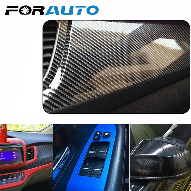 

FORAUTO 5D High Glossy DIY Carbon Fiber Wrap Motorcycle Car Interior Carbon Fiber Film 10cmX152cm Car Styling Vinyl Film