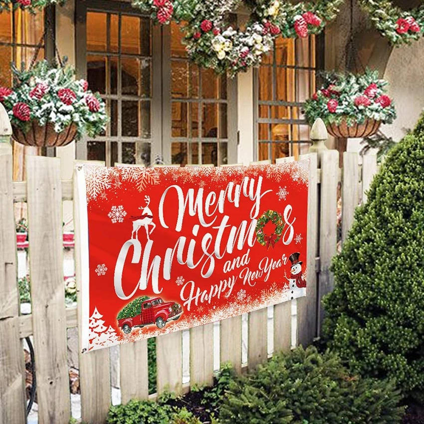 Bonsai Tree Merry Christmas Flag 3x5 Ft Vivid Color and Double Stitched Winter Large Double Sided Polyester Holiday Flag with Brass Grommets for Indoor Outdoor Decoration