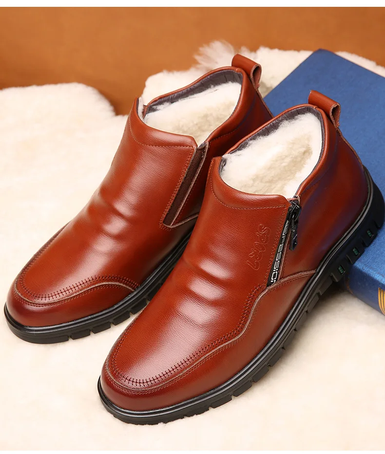 J828 дизайнерская обувь для папы зимние ботинки теплые высокие ботинки мужские зимние ботинки из натуральной кожи, шерсть, подкладка из овчины erkek bot