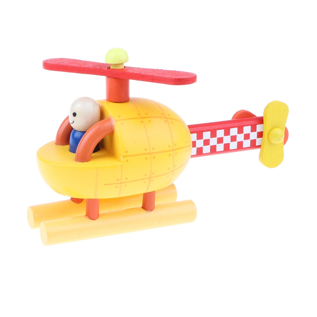 2pcs Holz Magnetic Flugzeug & Hubschrauber mit Pilot Toy Kids Pädagogisches 