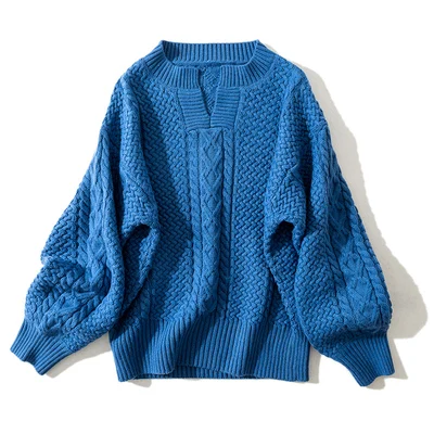 Новое поступление, кашемировый свитер, женский толстый Свободный пуловер, свитер, вязаный джемпер, женская одежда большого размера - Цвет: Синий