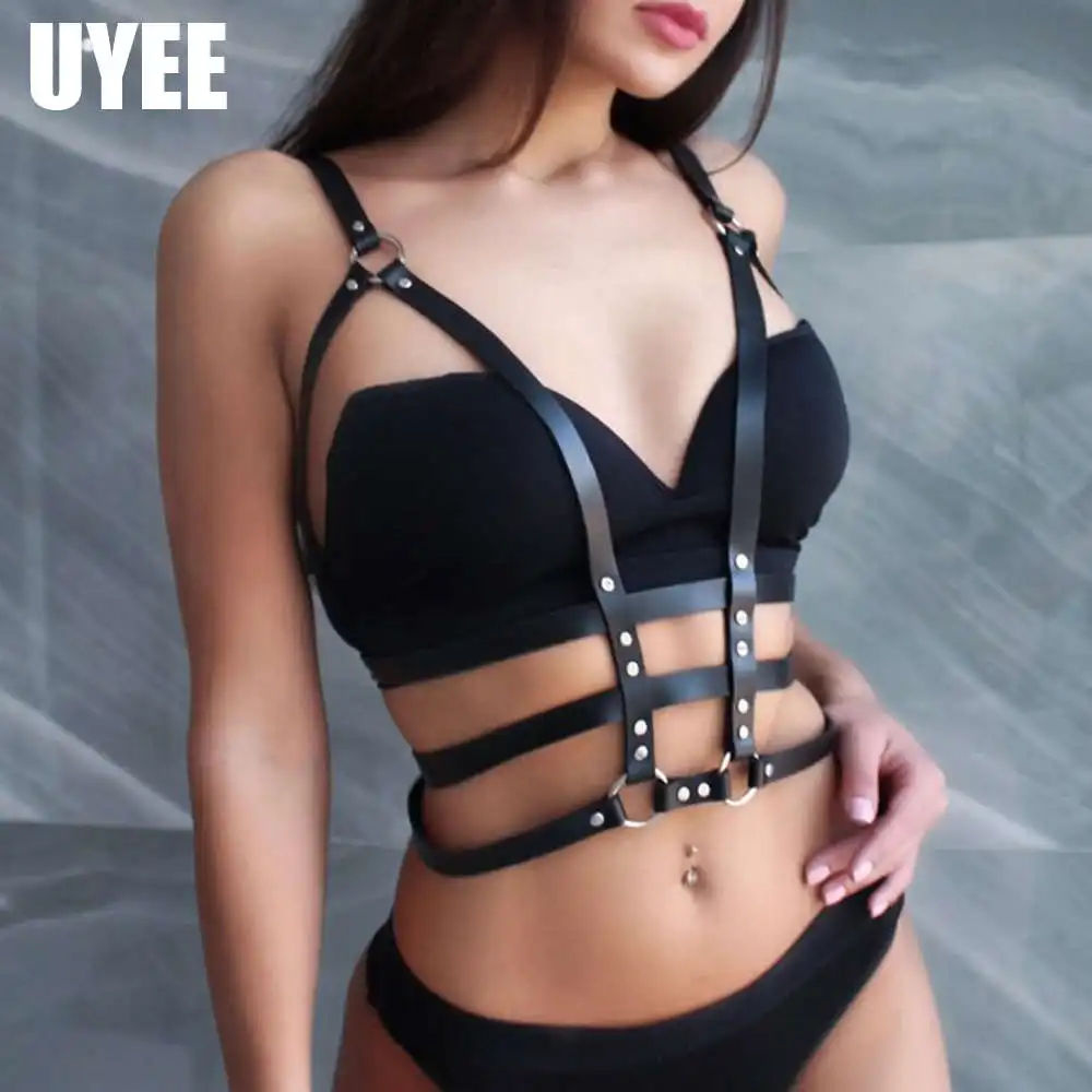 LB-018 UYEE/женское нижнее белье Harajuku, Женская подвязка в виде портупеи, готика, женские кожаные подвязки на подтяжках, женские облегающие Топы в стиле панк - Цвет: LB-018