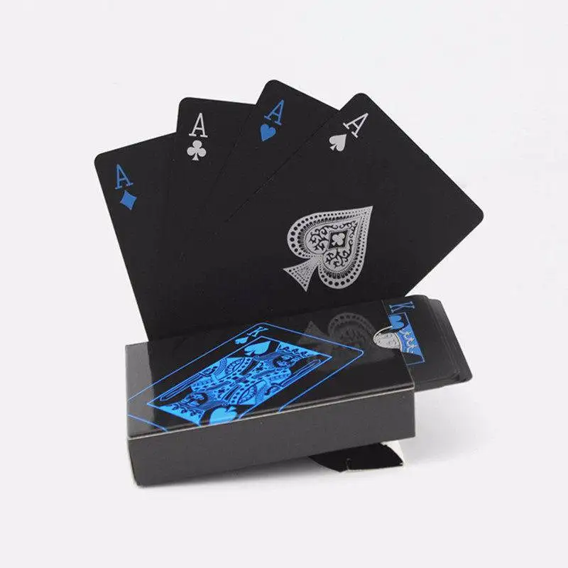 Креативные черные ПВХ пластиковые водонепроницаемые карты для покера настольные игры карты 54 карты/набор с коробкой - Color: Black