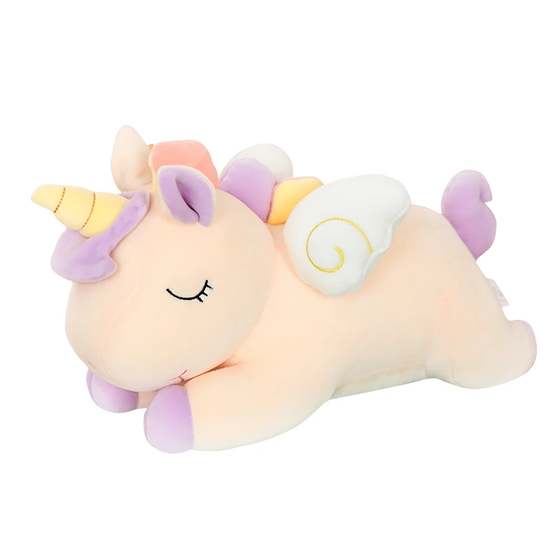 Peluches de unicornio Super suave y Adorable para niños y niñas, peluches de animales, arcoíris, alas voladoras, unicornio gordo, almohada de peluche