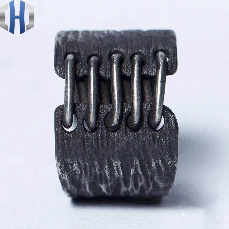 

24mm Original Design Handmade Silver Handmade Woodcut Texture Ring Simple Texture Index Finger Ring
