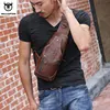 BULLCAPTAIN  leather messenger bags men's casual bag for men chest bag brand designer Multi-function headphone jack chest pack ► Photo 2/6