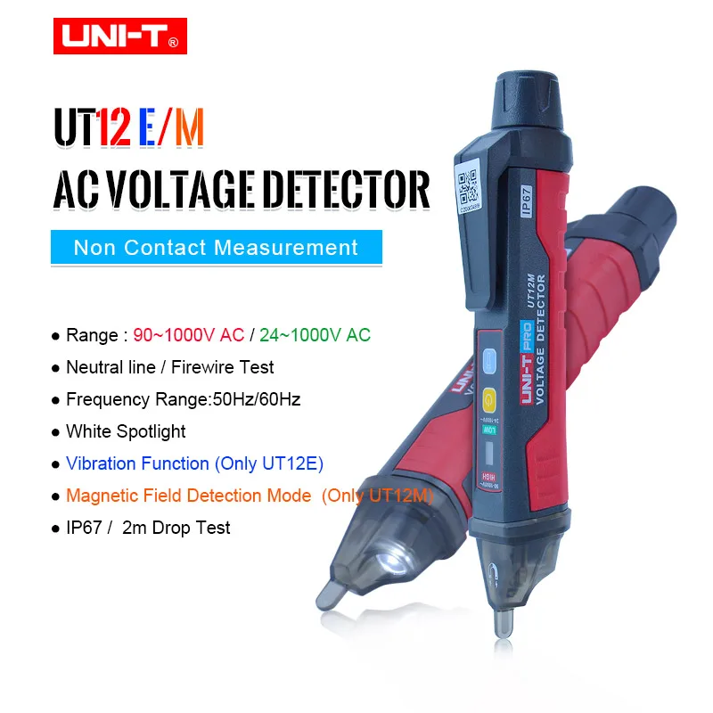 Pen sin contacto voltios de CA detector de tensión IP67 probador lámpara lápiz 1000V 24V LED portátil fotosensor UT12E UT12M,UT12E 