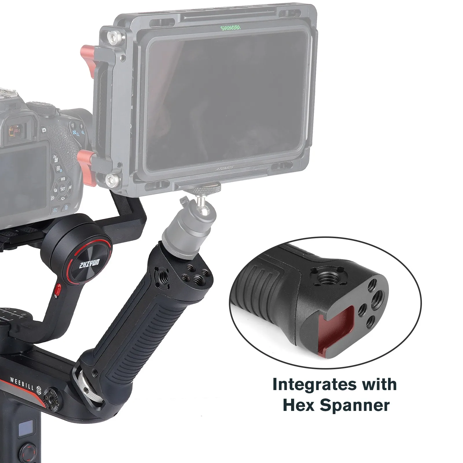Gimbal Stabilizer Handle Hand Grip Extension Rod Holder Cold Shoe Mount 1/4 Screw Holes Zhiyun Weebill S zhiyun camera gimbal stabilizer