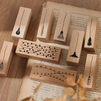 

The Lamps Theme Creative Wooden Stamps Pack 150mm*87mm DIY Stickers Journal Diary Decoration Supplies