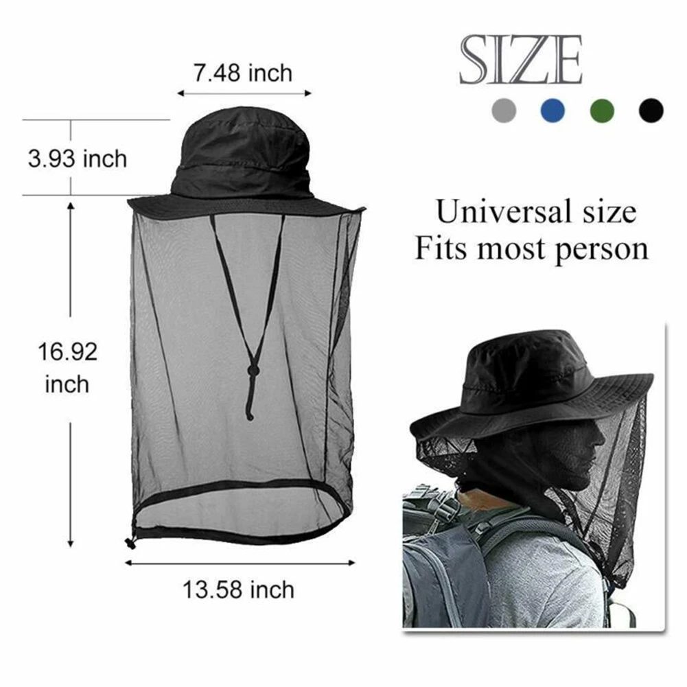 Protective Outdoor Mosquito Head Net Hat UPF 50+ Men Sun Hat with Mesh Face Mask Protection Beekeeping Cap