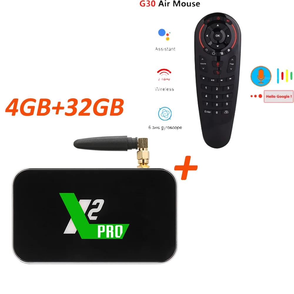 X2 Pro cube Android Tv Box Amlogic S905X2 4GB DDR4 32GB 2,4G/5G wifi LAN 1000M Bluetooth 4,0 телеприставка 4K HD медиаплеер - Цвет: x2 pro add g30s