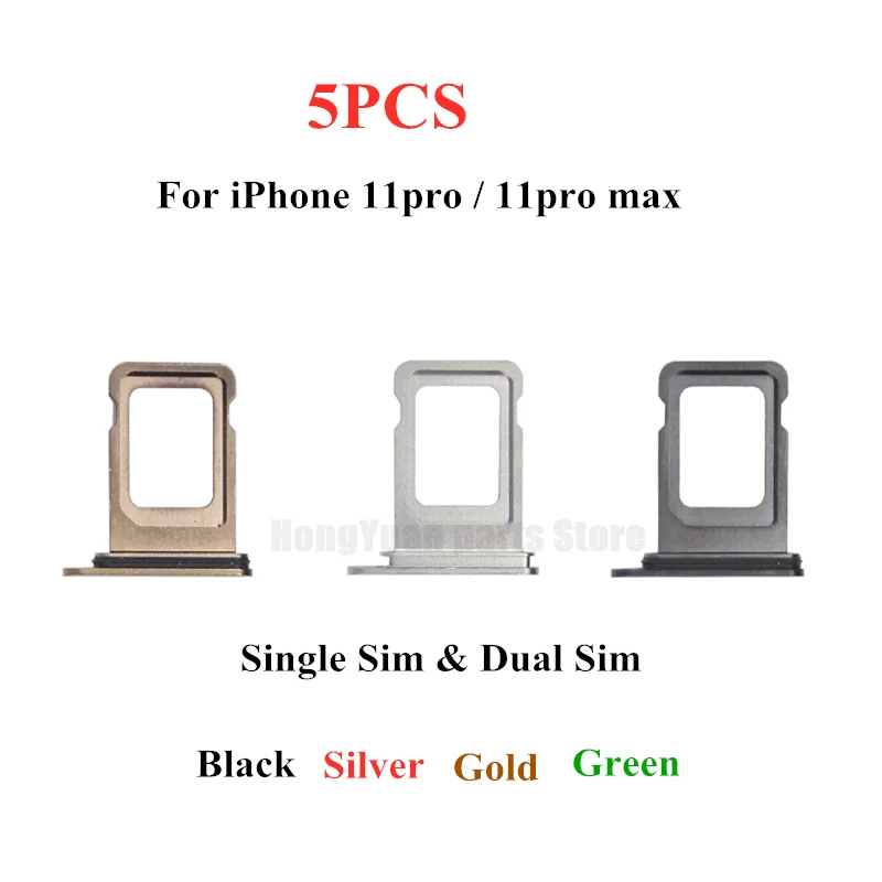 5pcs Dual/Single SIM Card Tray Holder For iPhone 11 11Pro Max SIM Card Slot Reader Socket Adapter Waterproof Ring Repari Parts 50pcs lot dual single sim card tray holder for iphone 11 pro max sim card slot reader socket adapter waterproof rubber ring