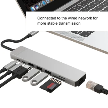 

USB C Hub 9 in 1 type C Adapter Hub Hub For Ethernet HDMI Hub Data / PD Charging 3 USB 3.0 SD / TF Card Reader /3.5mm Audio