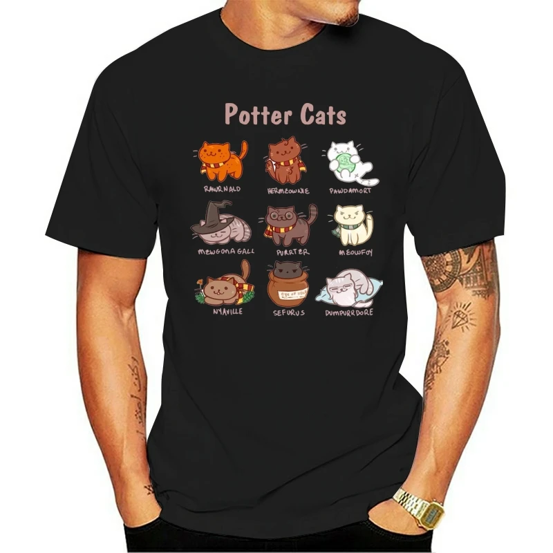 

2020 NEW T Shirt Summer Short Sleeve Plus Size Potter Cats Funny Gifts For Lovers