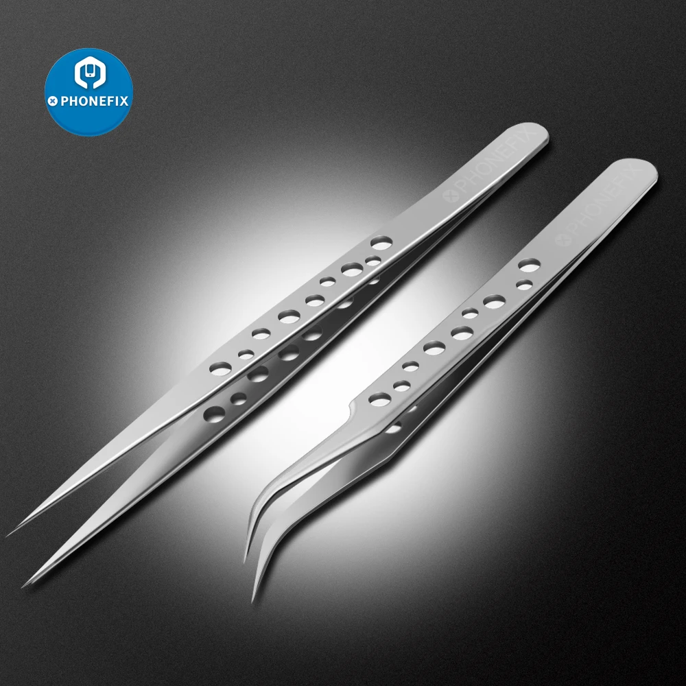 ti-static ESD Stainless Steel Tweezers Maintenance Tools Industrial Precision Curved Straight Tweezers Repair Tools 