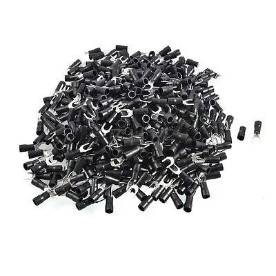 

500 Pcs SV3.5-5 AWG 14-12 Black Pre Insulated Fork Terminals Connector
