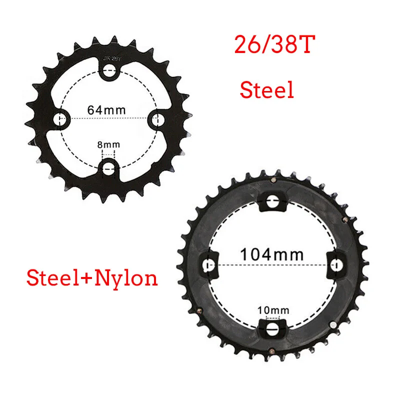 JIANKUN 104/64BCD алюминиевые шатуны MTB 26/38T велосипедная Звездочка 170 мм двойная/Тройная рукоятка 2*10s Запчасти для шоссейного велосипеда