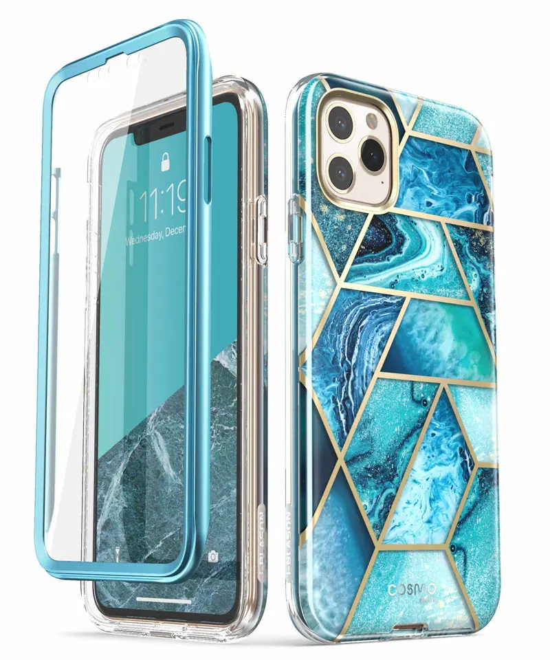 Ocean I-BLASON для iPhone 11 Pro Max чехол 6,5 Дюймов() Cosmo полный корпус блестящий Мраморный бампер чехол со встроенной защитной пленкой - Цвет: Ocean