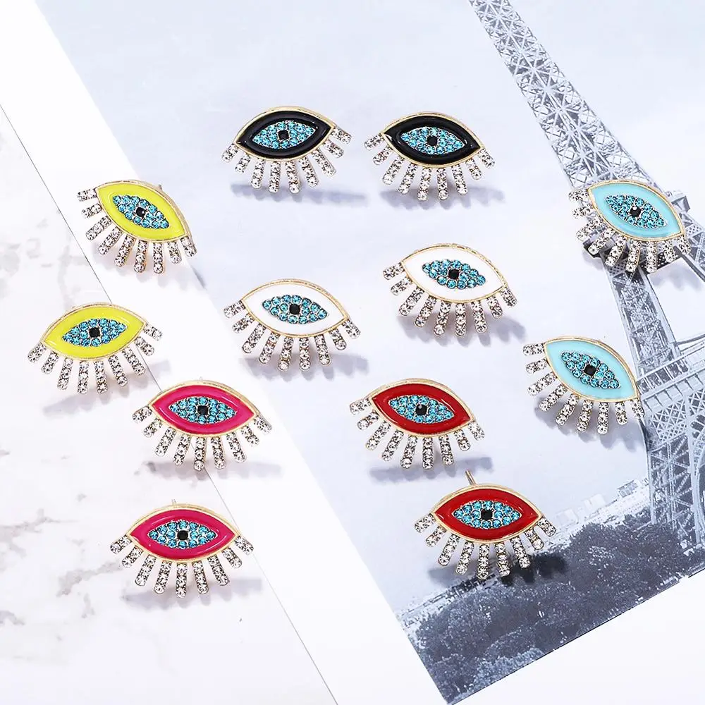 Dvacaman INS Кристалл сглаз милые серьги-гвоздики Лаки горный хрусталь серьги для женщин Мода Девушка Вечерние подарок ювелирных изделий