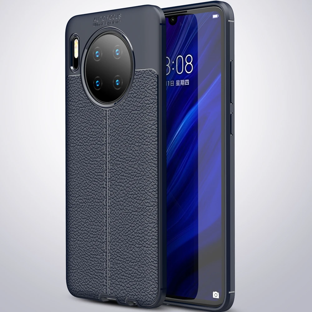 Силиконовый чехол для huawei mate 30 Pro, чехол, мягкий роскошный кожаный ТПУ текстурный чехол для телефона, задняя крышка для mate 30, чехол в деловом стиле