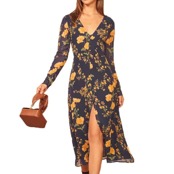 

Summer dress women 2020 casual dress printing womens clothing long sleeve black dress chiffon long dress vestidos