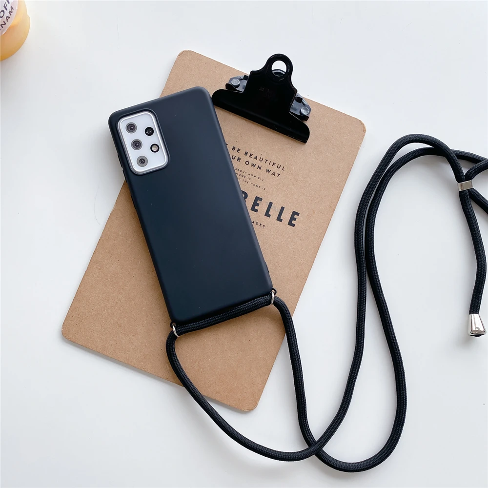 bellroy case Necklace Lanyard Phone Case For Samsung A9 A8 A7 A6 2018 A7 A5 A750 J2 J4 Core J5 J7 Prime J6 J8 Plus Solid Color Soft TPU Cover phone pouches