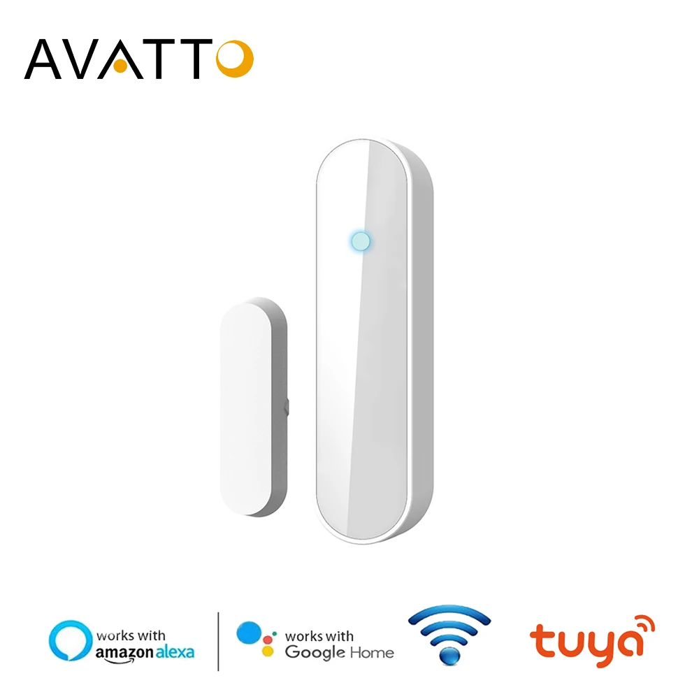 Умный беспроводной датчик двери и окна AVATTO Tuya детектор Wi Fi совместимый с Alex Google Home