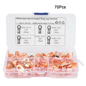 

70pcs/set OT Cable Electrical Wire Terminal Insulated Cord Connector Red Copper Sets 10A-50A Wire Terminal Connector