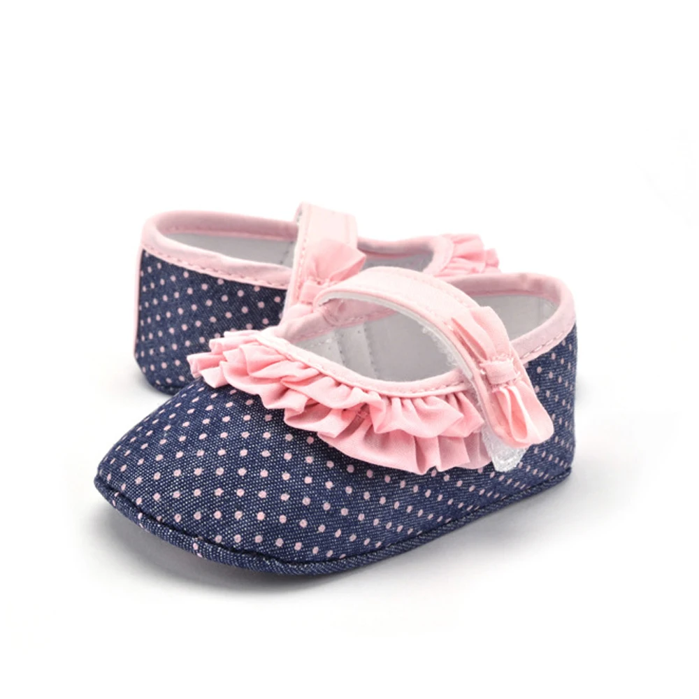 Детская обувь для маленьких девочек; летняя Новинка; хлопковая ткань в синий горошек; уличная прогулочная обувь для малышей; обувь для малышей