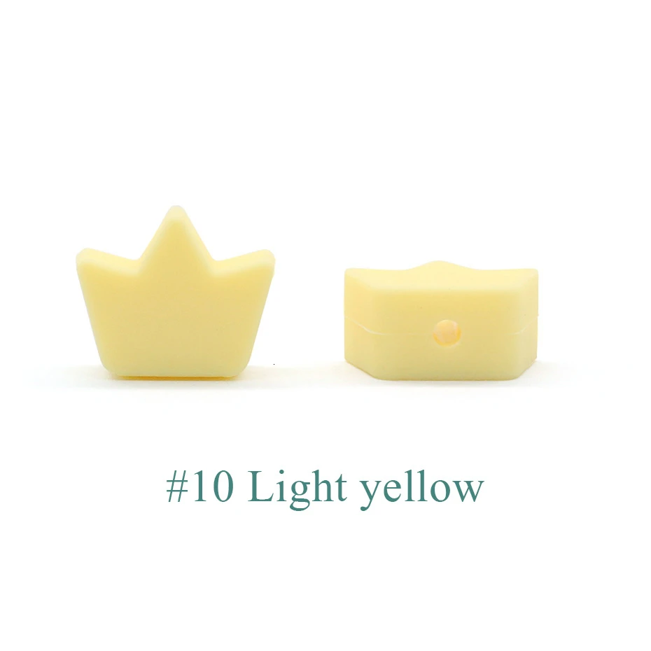 40 шт Силиконовая детская пищевая мини-корона жемчужное ожерелье DIY подарок на день рождения Детская соска - Цвет: Light yellow