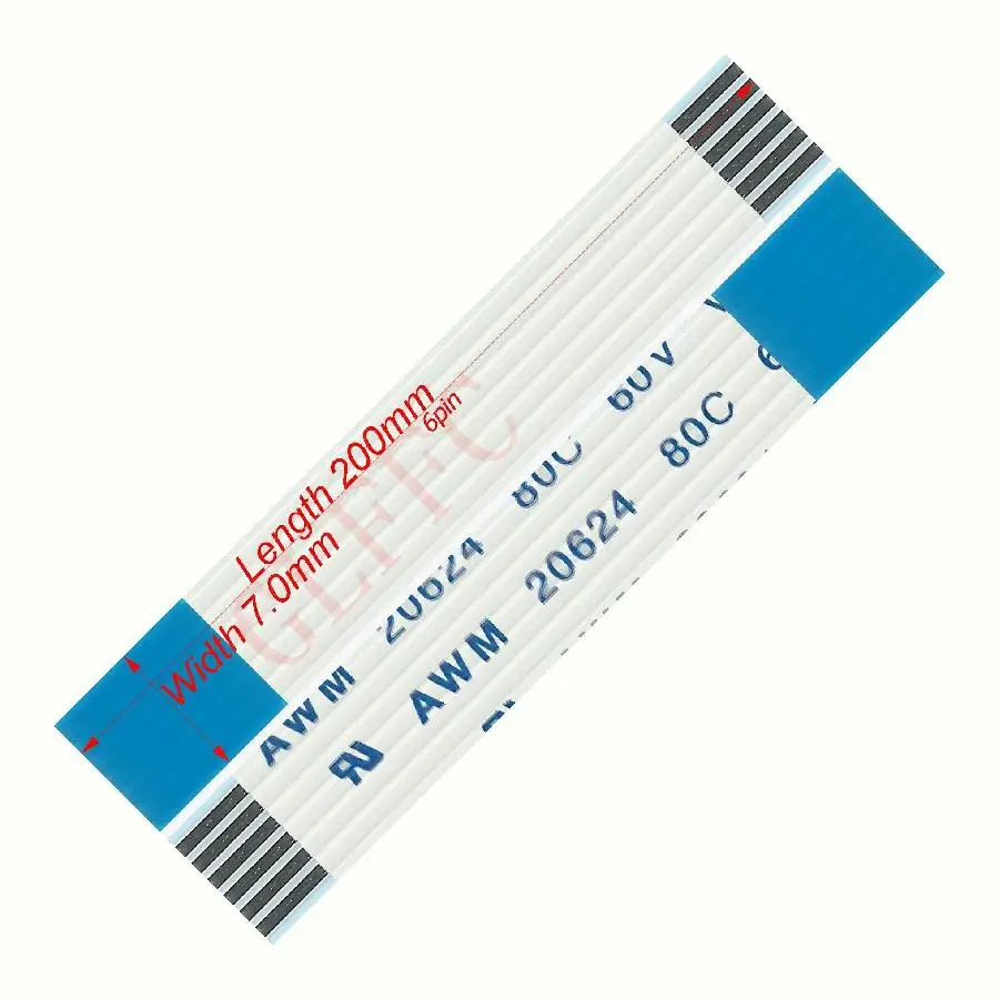 6pin 1,0 шаг 100 мм-2100 мм B-type Гибкий плоский кабель FFC awm 20624 ROHS для ttl lcd DVD Компьютера - Цвет: 200
