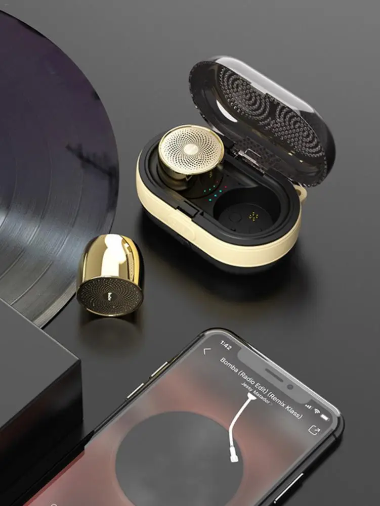 Годный для использования вне помещения миниатюрный Bluetooth Динамик наушники-вкладыши TWS с функцией превосходной передачи басов Портативный зарядки склад 5,0 небольшой стерео