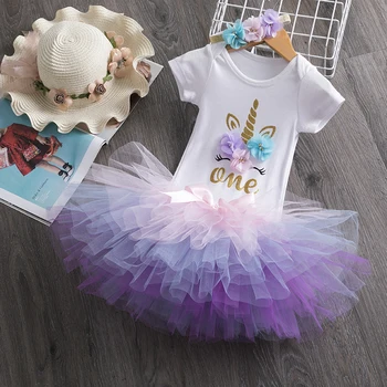 

Baby Girl Princess Dress Unicorn Party Girls Tutu Dress Toddler Kids Clothes For Baby First Birthday Outfits Infantil Vestidos