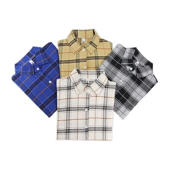 Women Plaid Warm Shirt Female Jacket Checked Coat Casual Turn down Collar Long Sleeve Autumn