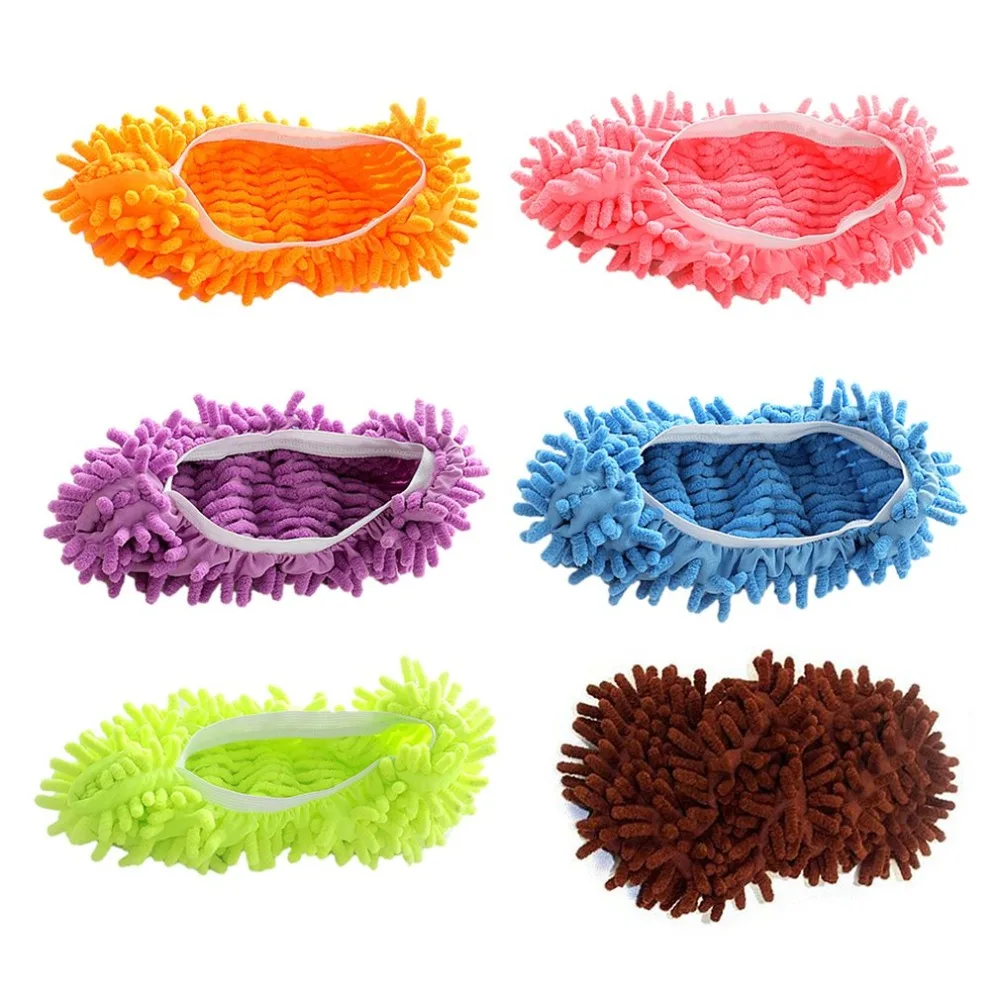 Lazy Mop Slippers Chenille Mopping Shoe Cover Lazy Shoe Cover Wiping Slippers Set Mop Headgear Portable